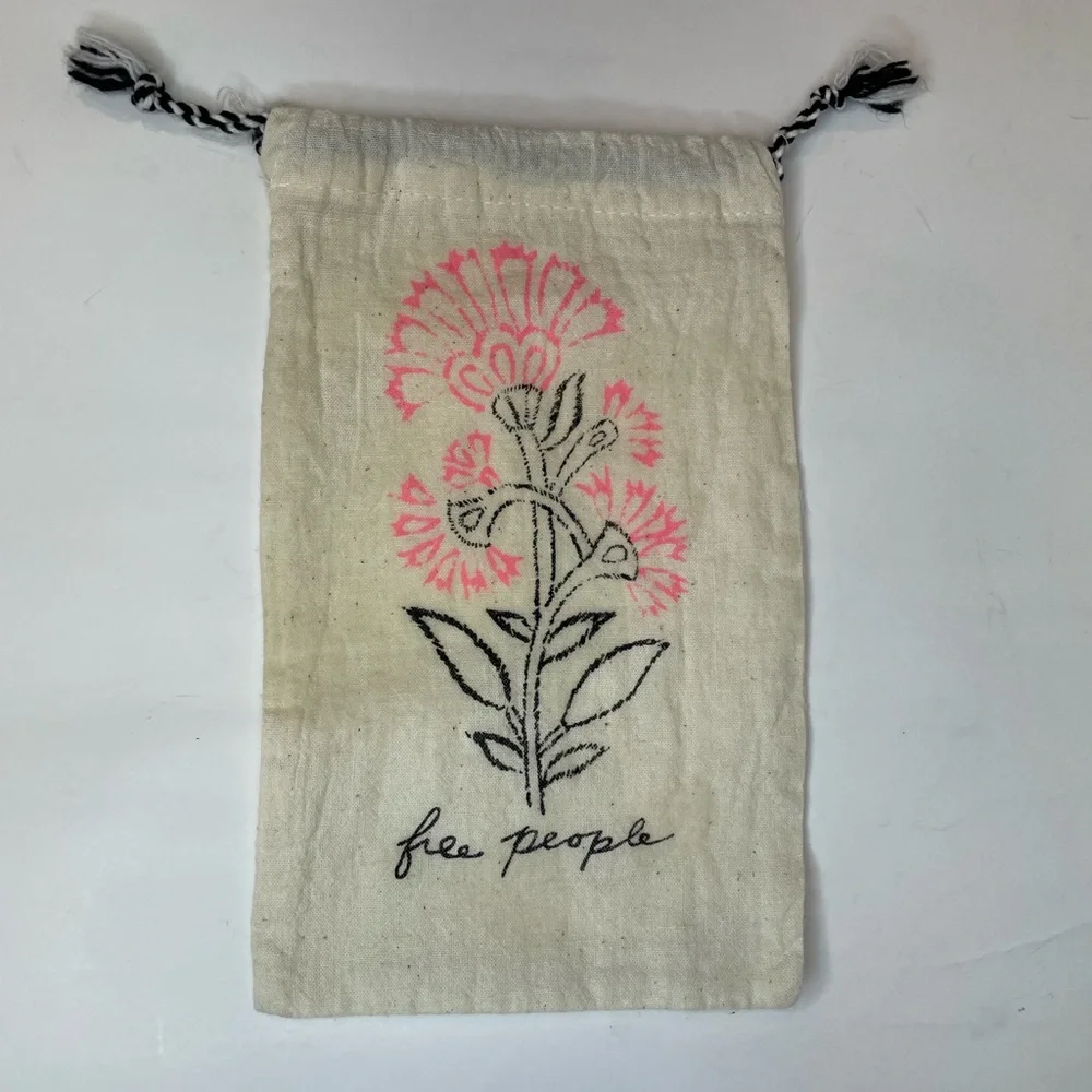 Free People Linen Draw String Drawstring Off-White Reusable Jewelry Dust Bag
